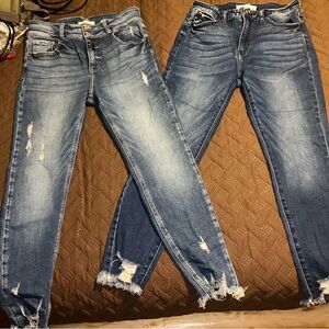 Women’s Kancan jeans two pair with distressed bottoms size 29